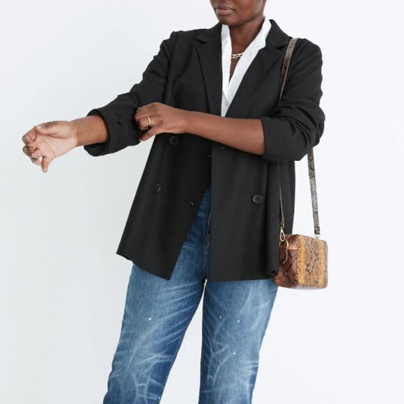 Madewell Caldwell Double Breasted Blazer in Black - Picture 1 of 6